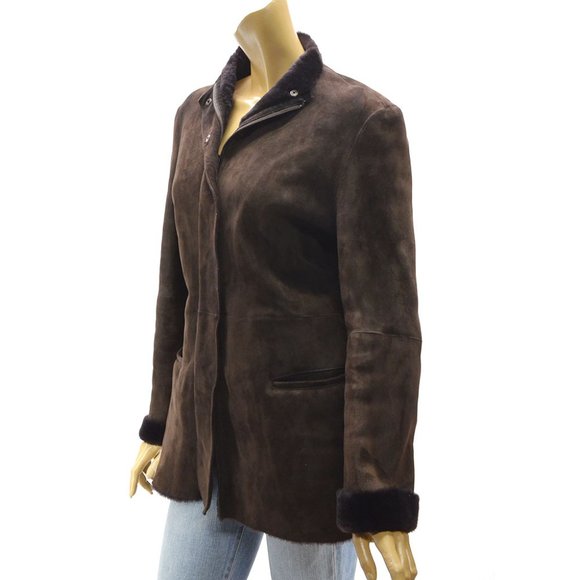 Giorgio Armani Italy Lamb Leather Shearling Jacket Coat Small Size 42 / US 6 - Picture 2 of 7